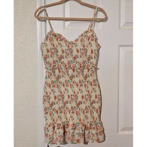 Floral Ruched Dress with Frill Detail